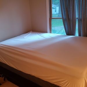 Queen mattress, box spring, bed frame, memory foam